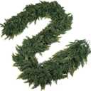 Christmas Garland 9ft Real Touch Realistic Christmas Cedar Garland, Greenery Artificial Christmas Decorations for Table, Mantle, Wall