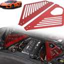 Engine Bay Panel Cover Trim Compatible with Chevrolet Corvette C8 Stingray 2020-2024 Aluminum Alloy 2PCS Engine Compartment Left Right Protection Leakproof Cover Trim Accessories (Red-Style B)
