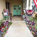YEAHOME 4th of July Decorations Outdoor, 22.4" Set of 2 Red White Blue Metal Flowers Decorative Garden Stakes for Memorial Day Decorations, Yard Signs Patriotic Decorations for Garden Lawn Porch