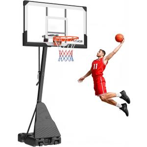 VEVOR Basketball Hoop, Basketball Hoop 44 48 50 54 Inchs PC Backboard, 4.4-10FT Height Adjustable, Basketball Portable Hoop& Goal, Indoor/Outdoor Classic Basketball Court, Teen Adult School Park