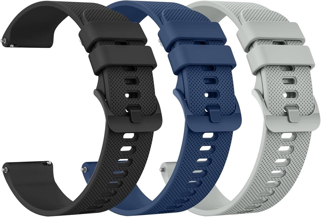 Silicone Bands for Fossil Men's Gen 6 44mm / 5 / Gen 5E 44mm, Soft Silicone Sport Quick Released Replacement Strap for Fossil Men's Gen 6 Watch Bands (Black+Navy Blue+Grey)