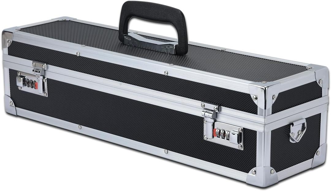 Chefs Knife Case Aluminum Hard Case with Dual Combination Locks Cultery Carrier Portable Knife Organizer Block Holders Protectors With 8 Slots Can Hold Home Black