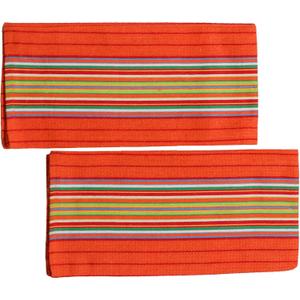 Kitchen Towel | Cotton Rich Hand Towel Set | Cleaning Napkin | Multipurpose Cleaning Cloth | Honeycomb-Center Border Weave | Hanger Pack Set of 2 | 50x70cm |Orange