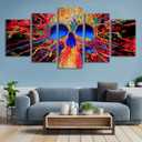 5parts Abstract Red Skull Artwork Canvas Wall Art for Home Decor and Wall Decor Post-Impressionism Canvas Prints Pictures Artwork