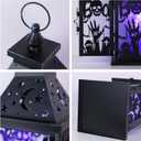 DECORKEY Halloween Decorations Indoor, 14.9" Decorative Graves&Skeleton Hands Lantern with 82" LED Lights(8 Modes; No Battery), Hanging Spooky Halloween Lanterns, Outdoor Home Room Door Party Decor