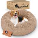 Donut Dog Bed - Premium Comfort for Anxiety Relief - Fluffy & Calming Design with Ultra-Plush Support | Cozy Round Dog Bed with Super Soft Circle Style (Size M Camel)