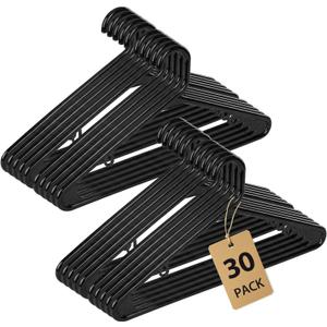 Heavy Duty Plastic Hangers – Super Thick & Reinforced with 20lb Capacity for Coats, Jackets, Pants – Durable Non-Slip Closet Hangers for Heavy Clothing (Black, 30 Pack)