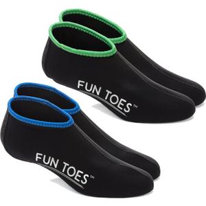FUN TOES 2.5mm Neoprene Fin Socks for Water Sports Snorkeling, Scuba Diving, Paddling, Boarding, Jetskiing 2 Pairs (L)