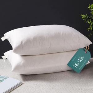 14 x 22 Throw Pillow Inserts (Pack of 2, White), Indoor Decorative Pillows Lightweight Soft Fillers, Bed and Couch Pillows, Rectangular Throw Pillow Inserts, Lumbar Support Pillow Insert