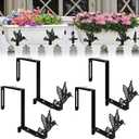 Chumia 4 Pcs Window Box Brackets Adjustable Planter Box Brackets for Railing with Hummingbird Heavy Duty Iron No Drill Flower Pot Holders for Outdoor Fence Balcony Patio Garden