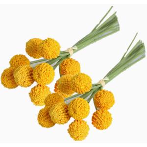 Rikyo 18 Stems Fake Flowers Billy Balls,10 Artificial Billy Button Flower Bouquet,Permanent Flower Craspedia for DIY Crafts Wreath,Table Wedding Party Centerpieces Decor,Holiday Store (Golden)