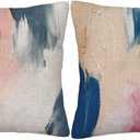 Art Throw Pillow Covers Set of 2,Blue and Pink Velvet Abstract Art Painting Pattern Decorative Pillow Case Home/Car Decor 18X18 Inches Two Pillowcases