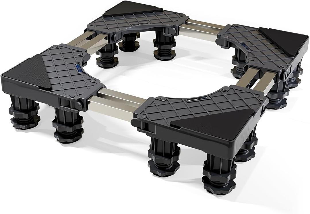 Adjustable Mini Fridge Stand with 12 Heavy-Duty Legs - 16-27 Inch Universal Base for Refrigerators, Washing Machines & Dryers