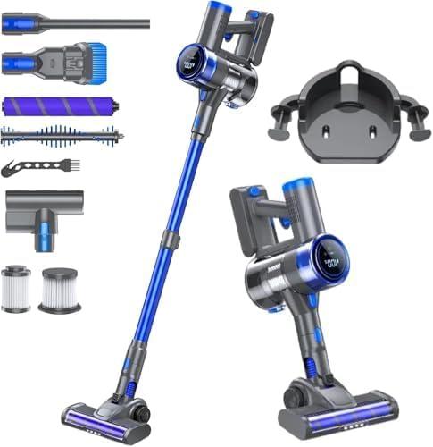 Cordless Vacuum Cleaner, 8-in-1 Strong Power Suction Stick Vacuum Cleaners with 2200 mAh Detachable Battery, Lightweight Self-Standing, 45 Mins Runtime for Home Low-Pile Carpet Pet Hair