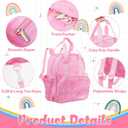 Eccliy Rainbow Toddler Backpack with Leash 12'' Daycare Diaper Bag with and Water Bottle for Girls Preschool Kindergarten Backpack Gifts with Adjustable Shoulder Straps with 2 Large Pockets
