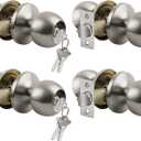 BESTTEN 4 Pack Door Knob with Lock and Key, Keyed Different Entry Door Knob, for Entrance and Front Door, Satin Nickel