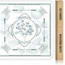 2 x Deyimmei Neoprene Mahjong Mat for Table 31.5"x31.5" - Non-Slip, Noise Reduction Cover with Storage Pockets, American Rules & Crease-Free Rolled Shipping (Eucalyptus Leaves)