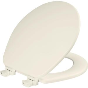 CHURCH Toilet Seat, Easy Clean Hinges Release for Deep Cleans, Durable Enameled Wood Seat, Round, Biscuit