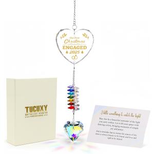 First Christmas Engagement Ornament 2025, Engaged Gifts for Couples, Engagement Gifts for Women, Her, Bride to Be, Fiance, Newly Engaged Couples Keepsake Crystal Suncatcher,