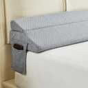 Queen Size Bed Wedge Pillow for Headboard  Foldable Mattress Gap Filler (0-8"), Adjustable Triangle Bolster, Stops Pillows from Slipping, with Detachable Pockets, Gray (60"x10"x6") (Queen (60" x 10" x 6" - Foldable))
