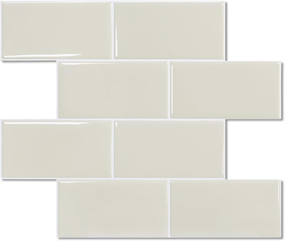 STICKGOO 10-Sheet Subway Tile Peel and Stick Backsplash, Self Adhesive Vinyl Wall Tiles, Stick on Backsplash for Kitchen and Bathroom(Thicker Design) (Light Coffee)