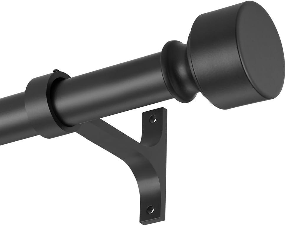 Matte Black Telescoping Curtain Rods - 72 to 144 Inch, 1 Inch Diameter Heavy Duty, Adjustable Window Treatment