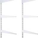 Colingmill 2 Pcs Twin Rail Upright Wall Shelving System 47.5 Inch with 6 Pcs Shelf Bracket 14.5 Inch Heavy Duty Adjustable Storage Rack Metal Support System for Kitchen Closet Home Indoor (White)