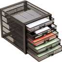 Mind Reader File Storage Drawers, Desk Organizer, Multi-Purpose, Crafts, Office, Metal Mesh, 11"L x 14"W x 11"H, Black, 5 Drawer