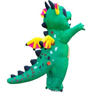 Winged Flying Inflatable Dinosaur Costume Men Adult Size Blow Up Halloween Suit Unisex Suitable (Green)