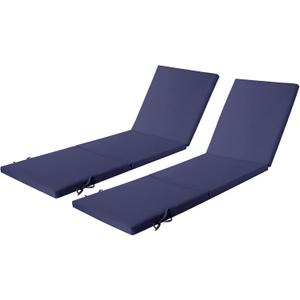 2 Set Lounge Chair Cushions for Outdoor Furniture,77x24 inch Foam Chaise Cushion for Patio Pool Garden (Navy)