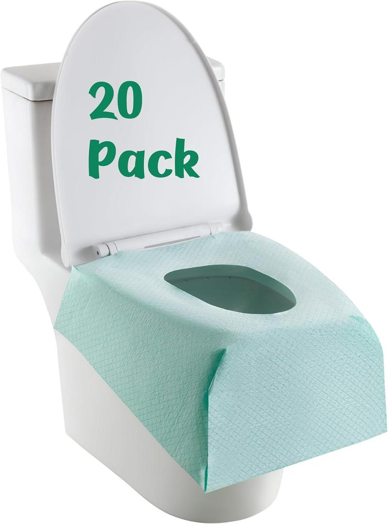 Toilet Seat Covers Disposable 20 Pack,Full Coverage Waterproof Toilet Seat Cover for Adults and Kids Potty Training,Travel Accessories for Public Restrooms (Light green)