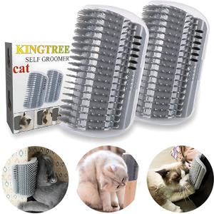 Kingtree Cat Corner Scratcher Self Groomer with Catnip, 2 Pack Softer Cat Face Scratchers Wall Corner Grooming Massage Combs for Long & Short Fur Cats (Gray)