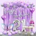 21st Birthday Decorations for Girls Her - Lavender Purple and Silver