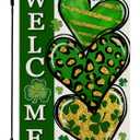 2 Packs CROWNED BEAUTY St Patricks Day Garden Flag Shamrocks Clover Heart 12x18 Inch Double Sided Green Holiday Decoration for Outdoor Lawn Yard CF1934-12