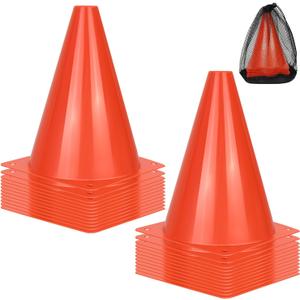 PXZBLG 24pcs Soccer Cones, 7 Inch Soccer Cones, Orange Plastic Traffic Cones, Training Cones for Basketball Football Skating Drills Practice (7", 24pcs)