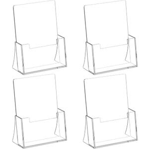 Acrylic Brochure Holder 8.5 x 5.5 Inch, 4 Pack, Bi-fold Flyer Desk Holder | Clear, Brochure Display Stands, for Pamphlets, Magazines, Leaflets, Literatures, Booklets, Countertop Organizer, Office