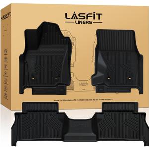 LASFIT Floor Mats for Toyota Tacoma 2024 2025 Double Cab (Only Fit Hybrid) All Weather Floor Liner for Tacoma TPE Custom Fit Car Mats Front&Rear 2 Row Mats,Black (Automatic Transmission) (2024 2025|For Tacoma Hybrid|Floor Mats, 2024 2025|For Tacoma Hybrid|Floor Mats)