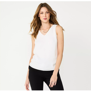 Women's Petite Nine West V-Neck Tank Top White (XS)