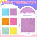 Tinideya Plush Interlocking Carpet Tile, Foam Puzzle Mat, Macaron, 72 Pcs