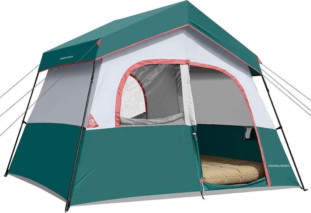 HIKERGARDEN 6-8 Person Camping Tent - Portable Family Cabin Tent for Camp, Windproof Fabric Camp Tent Outdoor for Hiking, Backpacking, Traveling