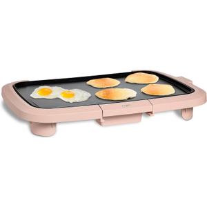 COOK WITH COLOR Electric Griddle 1200W, Nonstick Surface for Pancakes, Burgers, Eggs & More, Removable Temperature Control, Slide-Out Drip Tray, 10" x 16" Cooking Area, Dusty Rose