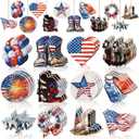 36 Pcs Memorial Day Tree Decorations 4th of July Ornaments Patriotic Tree Ornaments Red White Blue Army Flag Hanging Decorations for 250th Anniversary Holiday Party(Classic Style)