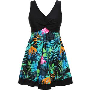 MiYang Women's Plus Size Printing Padded High Waist Swimdress (22-24, Papillon Tulip) MiYang Women's Plus Size Printing Padded High Waist Swimdress (22-24, Papillon Tulip)