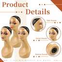Leinuosen 4 Pcs Female Realistic Mannequin Head for Wigs 19" Lifelike Plastic Manikin Head Display Heads for Sunglasses Earrings Jewelry Display, Beauty Accessories, Brown