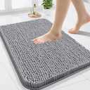 Arotive Bathroom Rugs 24x16, Extra Soft Absorbent Shaggy Chenille Bath Rugs, Machine Washable Rubber Backing Non-Slip Bath Mats for Bathroom Floor Tub and Shower, Home Decor Accessories, Grey
