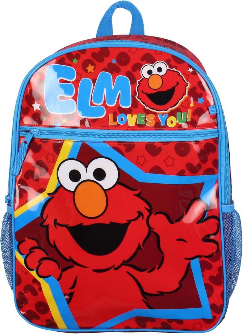 INTIMO Sesame Street Elmo Loves You Star Dual-Compartment Front Pocket Backpack Bag 16", Standard