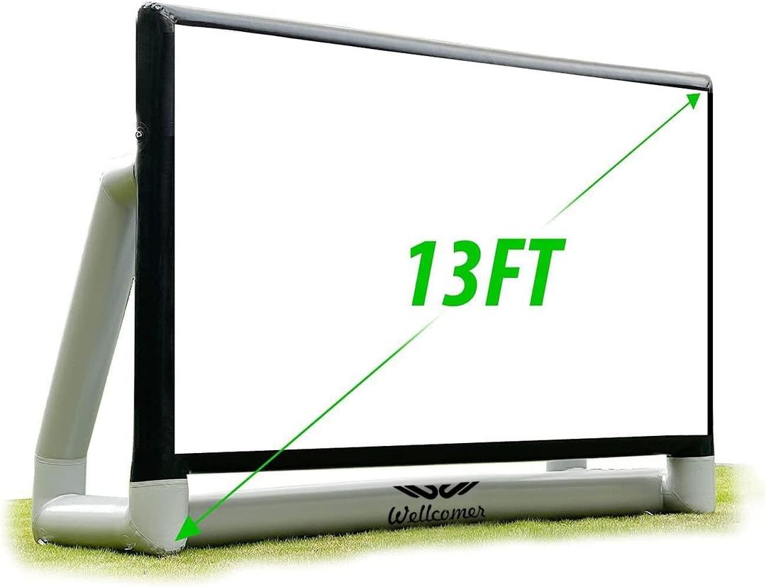 New 2022 Sewinfla Upgraded Airtight Inflatable Movie Projector Screen 13Ft- No Need to Keep Inflating - Supports Front and Rear Projection