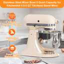 5QT Food Grade Stainless Steel Mixer Bowl, Compatible with KitchenAid Series 4.5-5QT Tilt-Head Mixers, Suitable for K45SS, KSM75, KSM90, KSM100, KSM150, Dishwasher Safe, Heavy Duty, No Residue