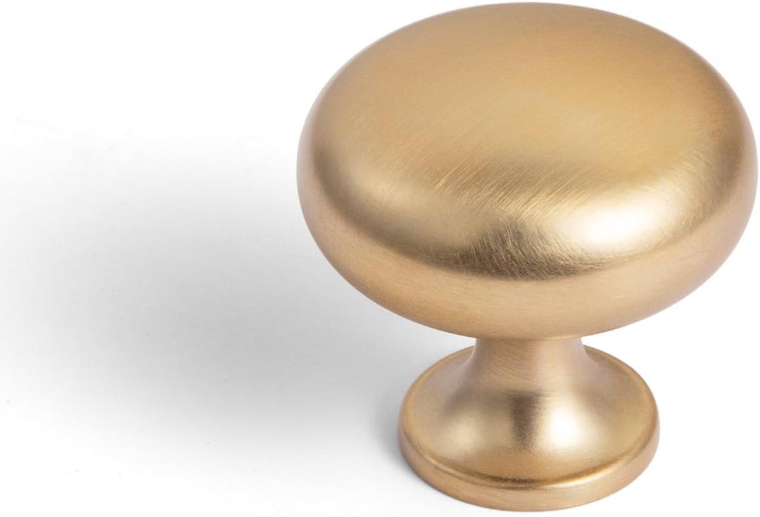 Goo-Ki Champagne Bronze Zinc Alloy Cabinet Knob - Single Hole Center Affordable Luxury Cabinet Pull Hardware for Bedroom, Kitchen, 6 Pack (1.18 inches)