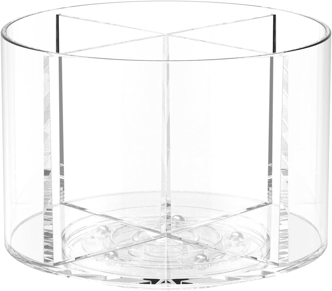 Drink Packet Organizer, Round Rotating Turntable with 4 Compartments, Lazy Susan Storage for Flavor Packets, Drink Mixes, and Water Enhancers  Countertop Organizer (1pc)